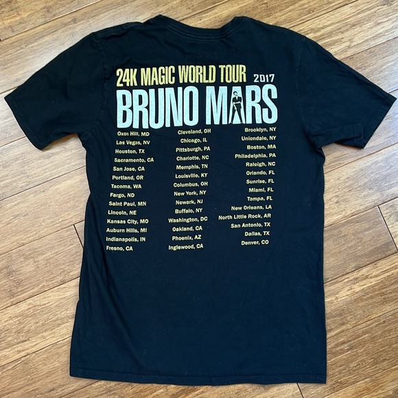 BRUNO MARS Band Tour Shirt Black Sz M - Picture 2 of 2